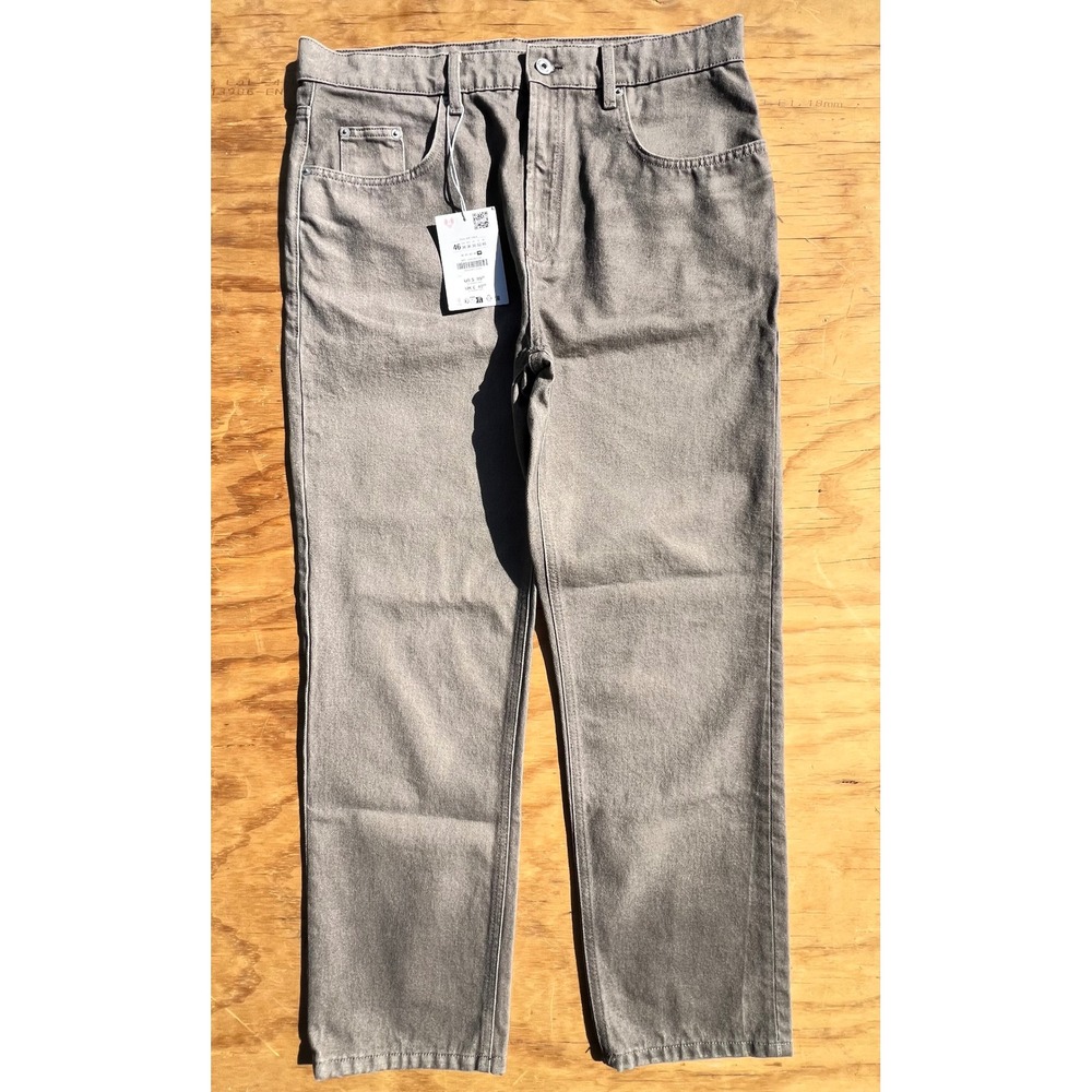 Zara Origins Mens Straight Leg Jeans Taupe Gray 100% Cotton 5585/363/700 Size 36